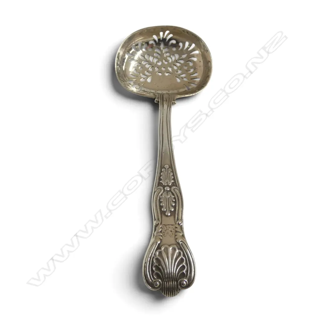 STG SILVER KINGS PATTERN SIFTER, LONDON 1892 L.160mm 66gms Image 1++