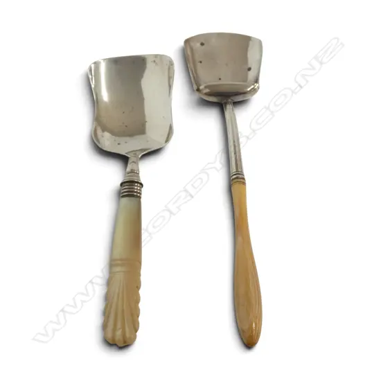 2 STG SILVER CADDY SPOONS L.130mm