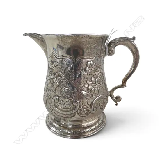 STG SILVER JUG, MARKS FOR RICHARD GURNEY & THOMAS COOK, LONDON MID 18thC H.95mm 234gms