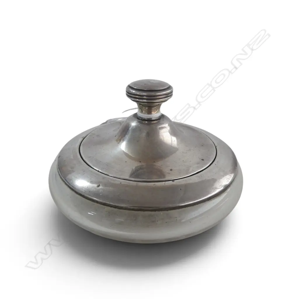 S/SILVER LIDDED GLASS JAR DIA 120MM Image 1++