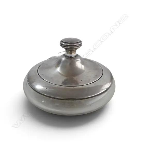 S/SILVER LIDDED GLASS JAR DIA 120MM