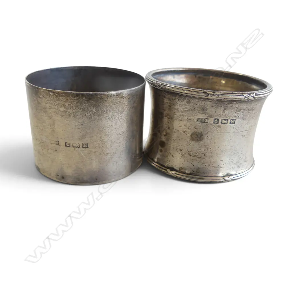 2 STG SILVER NAPKIN RINGS.  Image 1++