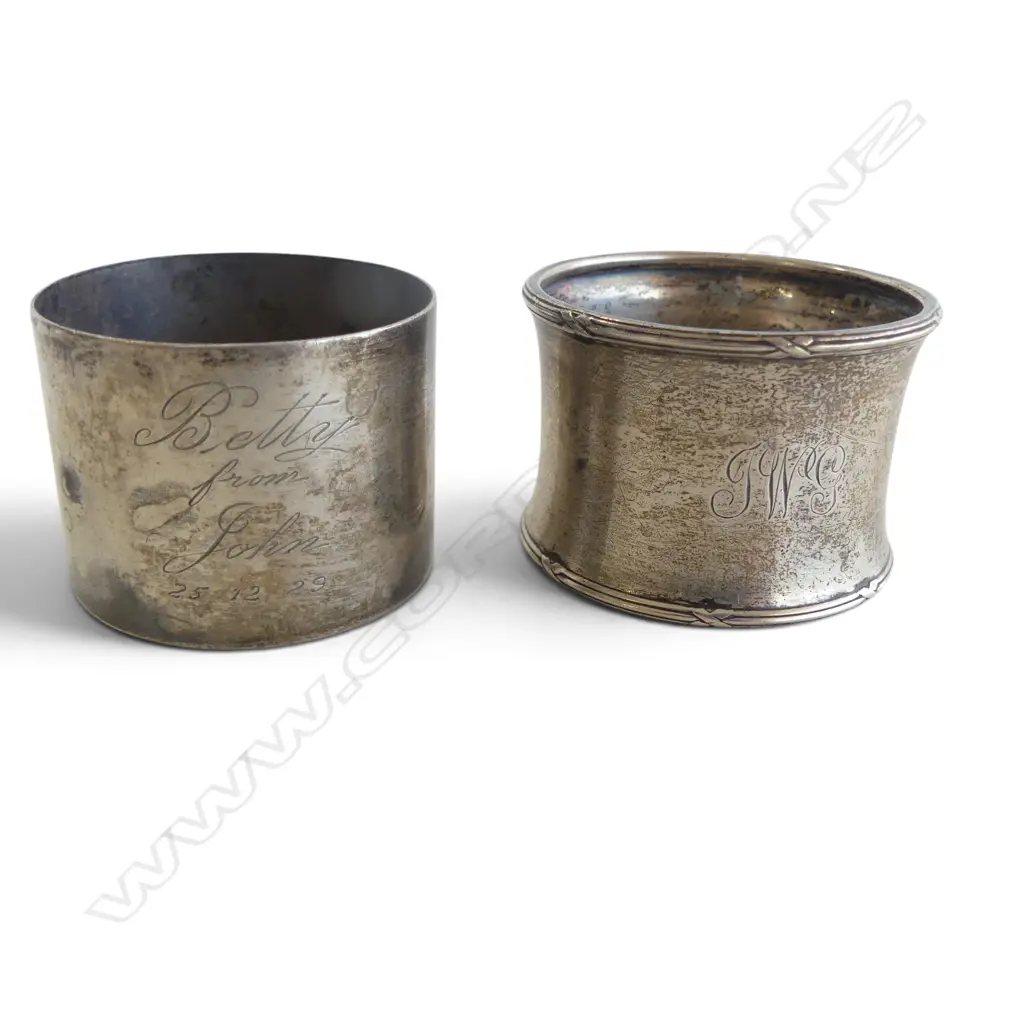 2 STG SILVER NAPKIN RINGS.  Image 1++