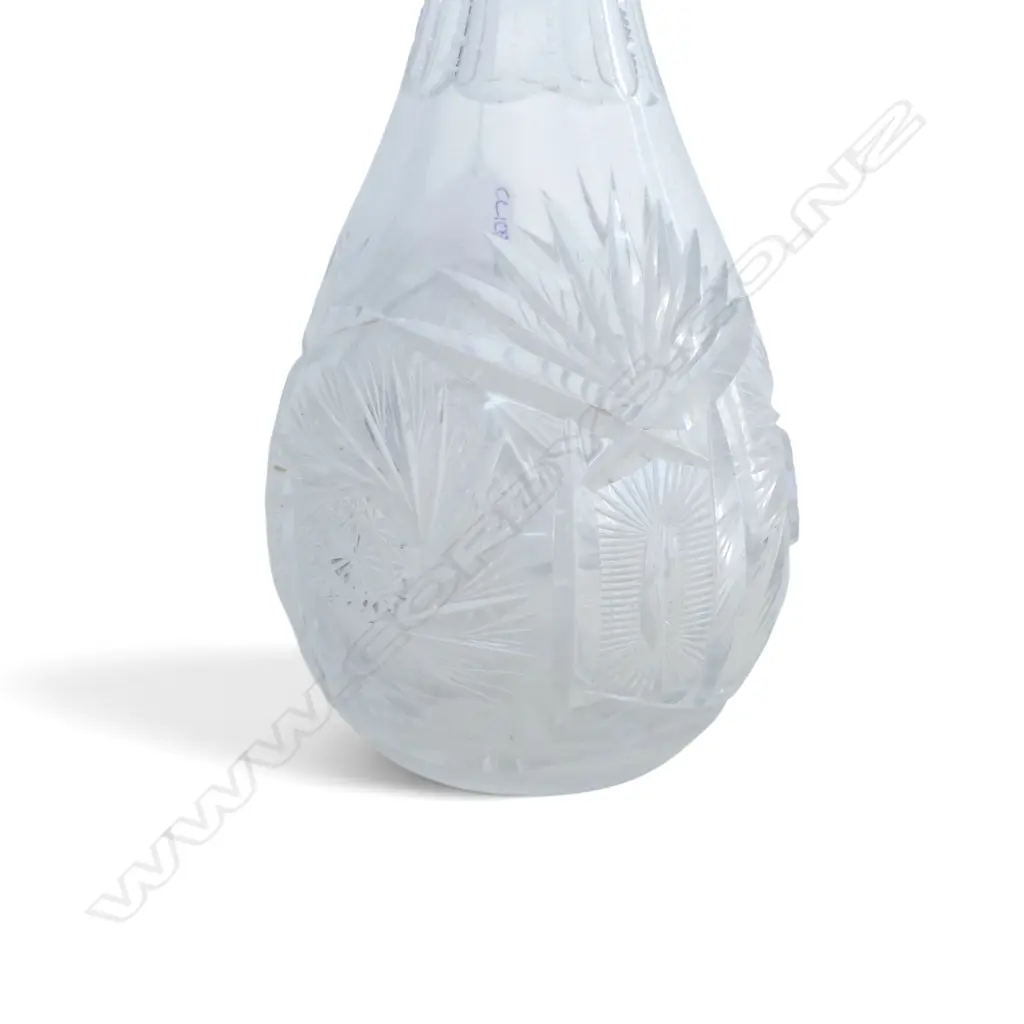 20thC CUT CRYSTAL DECANTER, continental silver neck H.400mm Image 1++