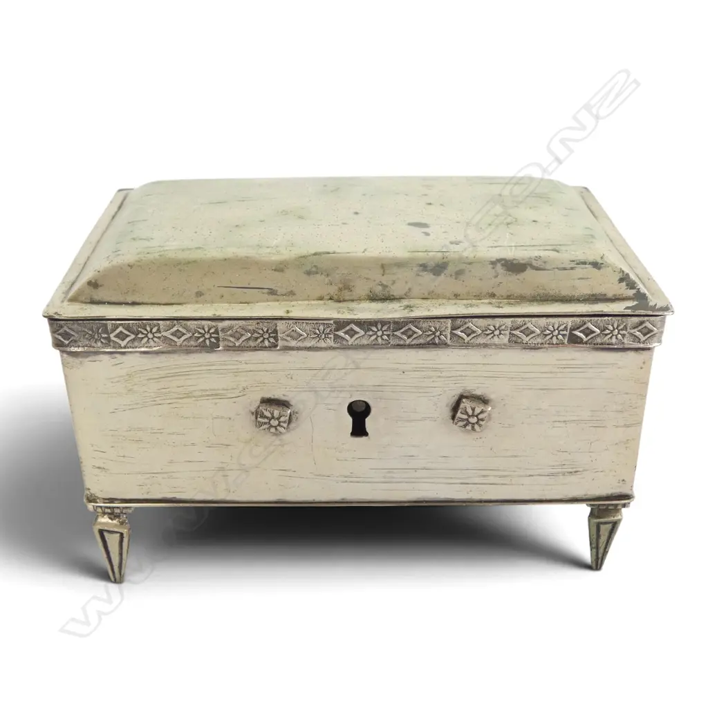 CONTINENTAL SILVER BOX locked, testing 76% silver W.135mm 397gms Image 1++