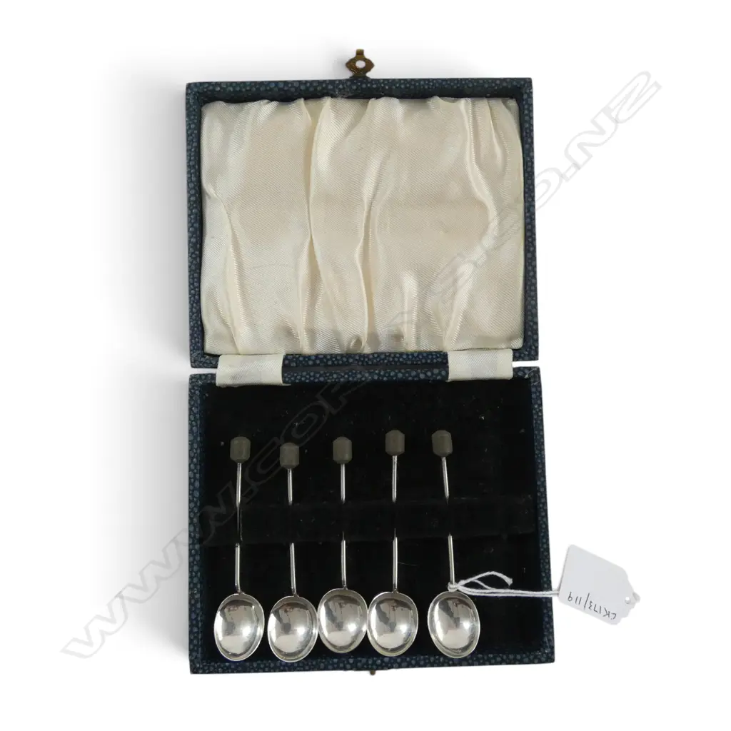 BOXED S/SILVER 5 COFFEE SPOONS  1 MISSING 25.5GMS Image 1++