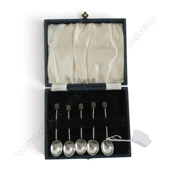 BOXED S/SILVER 5 COFFEE SPOONS  1 MISSING 25.5GMS