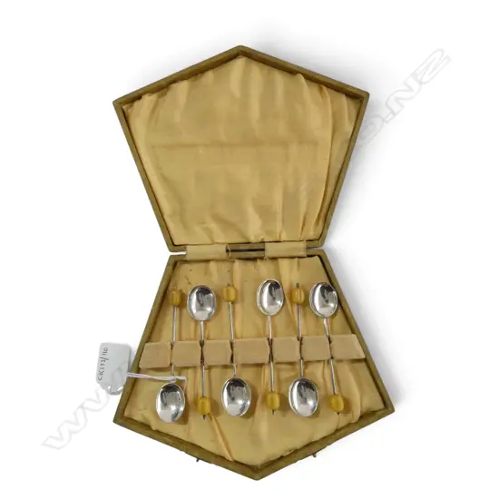CASED SET OF 6 S/SILVER COFFEE SPOONS 39GMS TOTAL WIEGHT