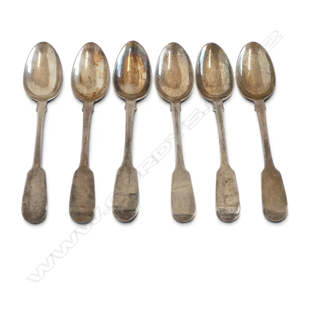 6 GEORGIAN STG SILVER TEASPOONS 131gms Image 1++