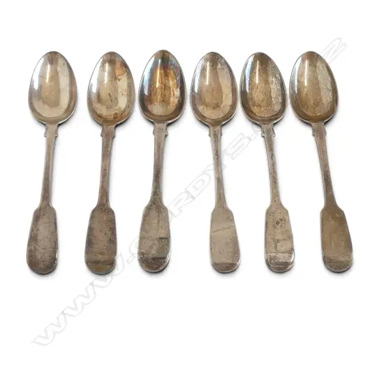 6 GEORGIAN STG SILVER TEASPOONS 131gms