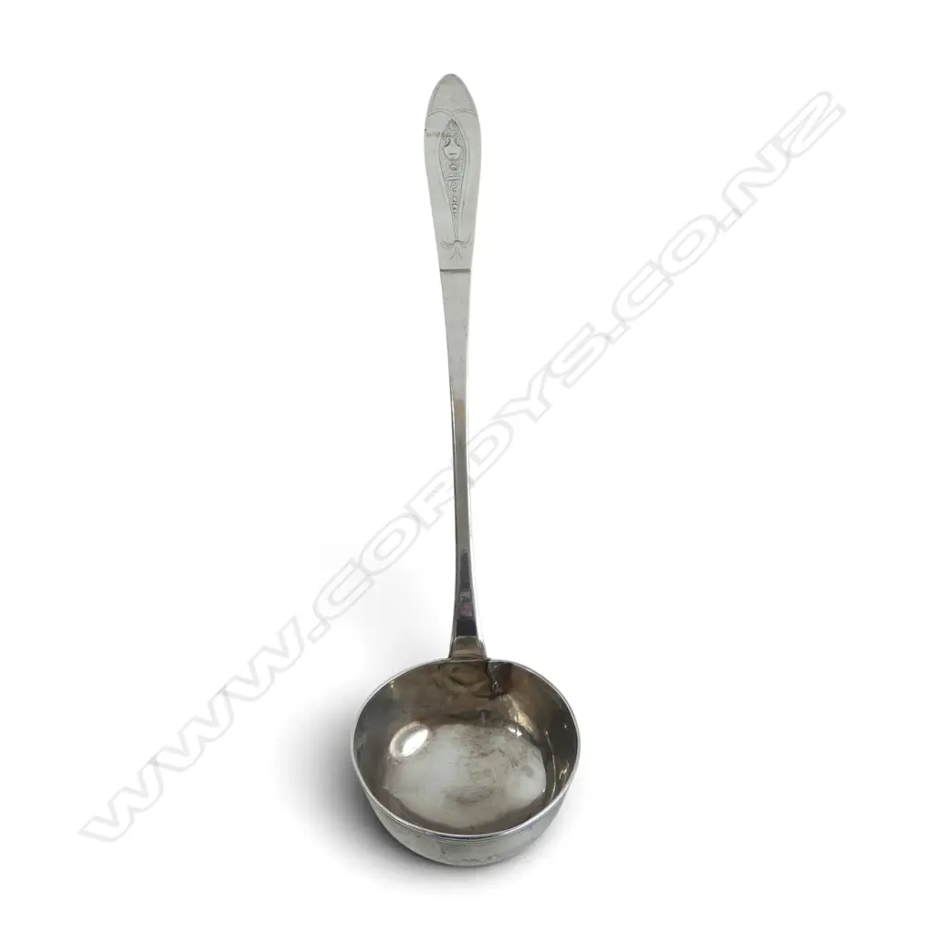 MID 19thC AUSTRO-HUNGARIAN .750 SILVER LADLE, split near rats tail, 198gms Image 1++