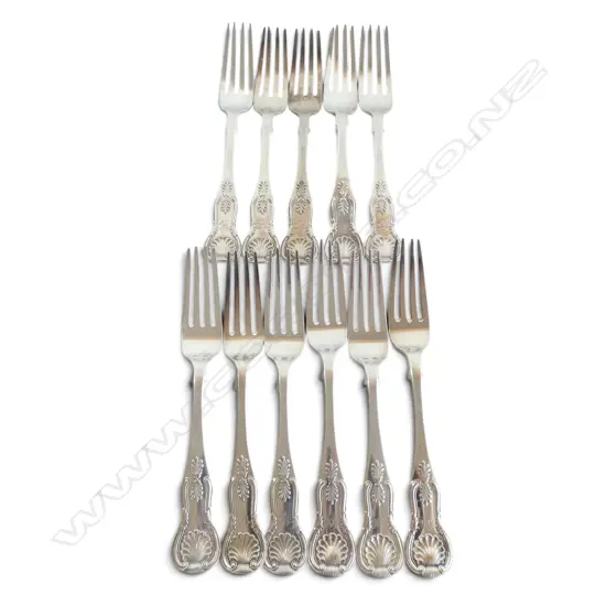 11 VICTORIAN STG SILVER KINGS PATTERN TABLE FORKS 734gms
