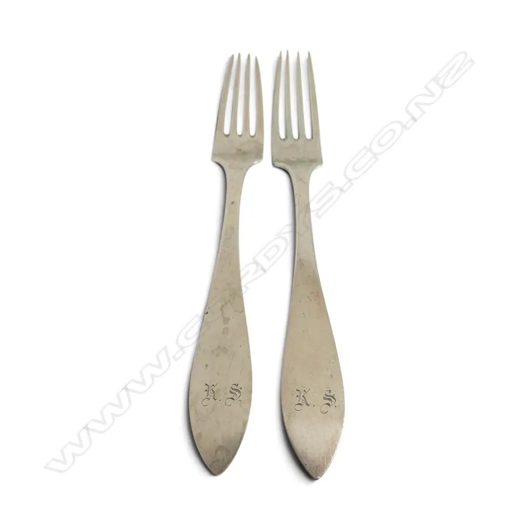 2 CONTINENTAL testing 83% SILVER FORKS by WALCHER (SWISS) 13 loths hallmark 102gms Image 1++