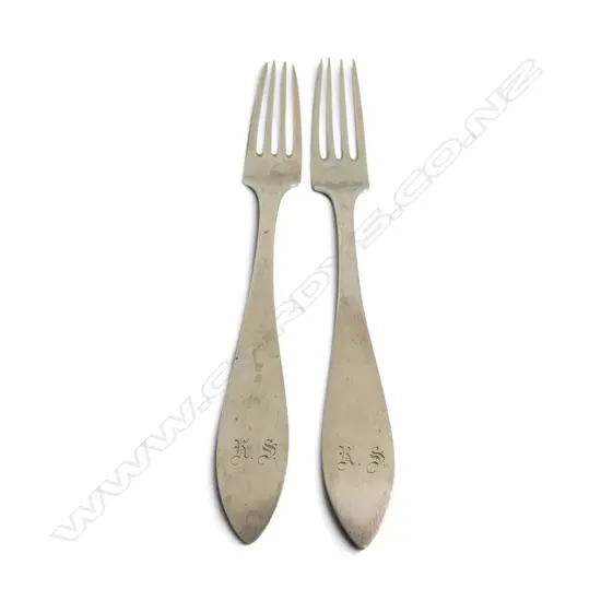 2 CONTINENTAL testing 83% SILVER FORKS by WALCHER (SWISS) 13 loths hallmark 102gms