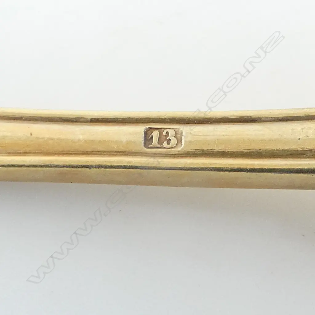 9 SILVER CONTINENTAL SILVER GILT SPOONS 13 loths hallmark 307gms Image 1++