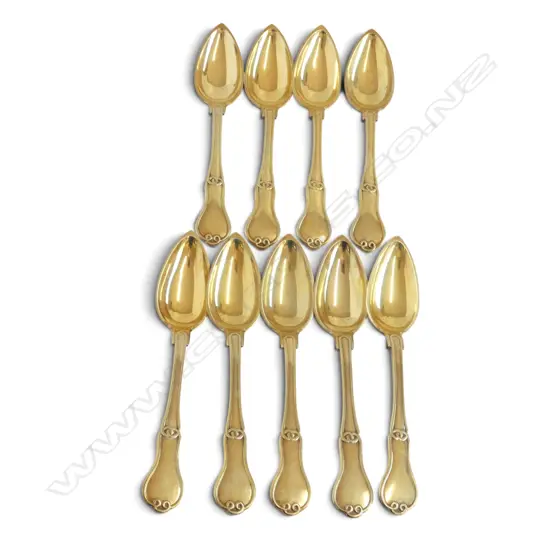 9 SILVER CONTINENTAL SILVER GILT SPOONS 13 loths hallmark 307gms