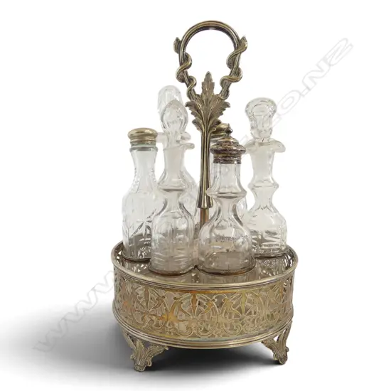 SHEFFIELD PLATE 6 BOTTLE CRUET SET H300MM