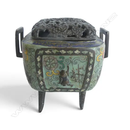 ORIENTAL ENAMELLED INCENSE BURNER H.150mm