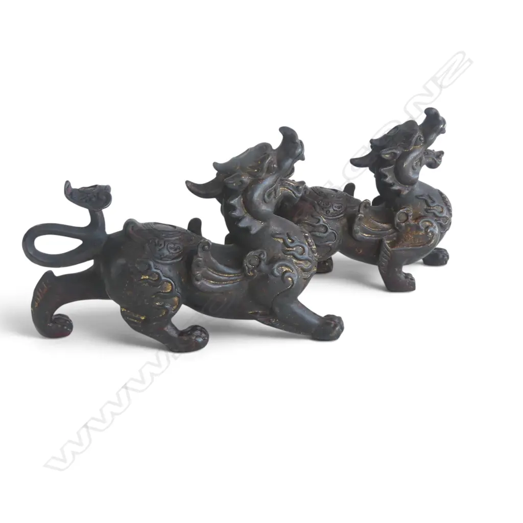 PR ORIENTAL GILT METAL DRAGONS L.180mm Image 1++