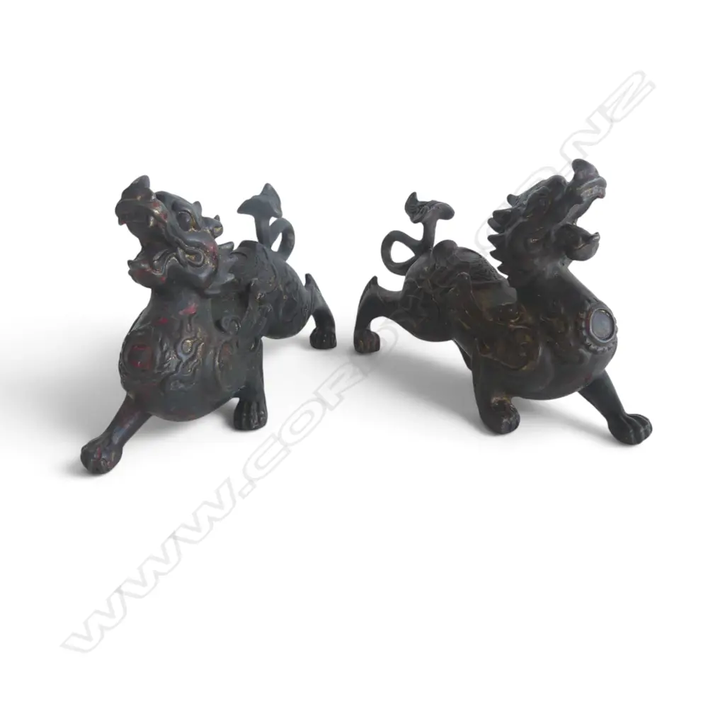 PR ORIENTAL GILT METAL DRAGONS L.180mm Image 1++