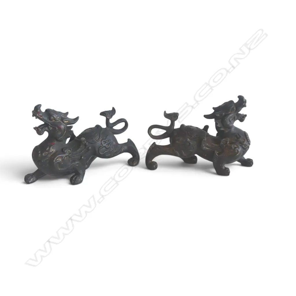 PR ORIENTAL GILT METAL DRAGONS L.180mm Image 1++