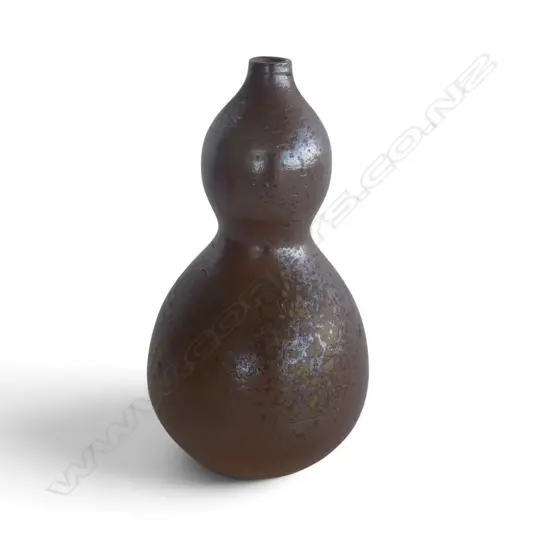 VINTAGE JAPANESE BIZEN WARE GOURD FORM SAKE BOTTLE, H.160mm