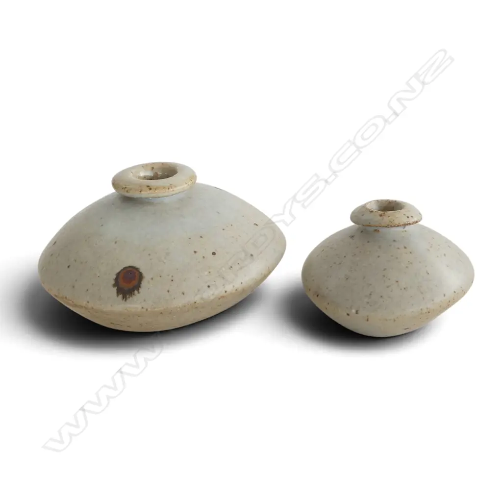 2 STUDIO POTTERY VASES shino glaze H.100mm Image 1++