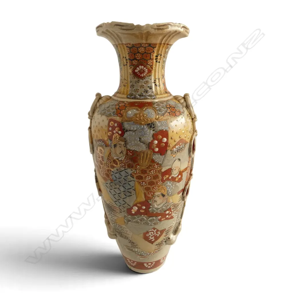 TALL JAPANESE SATSUMA VASE, H.450mm, signed to base Image 1++