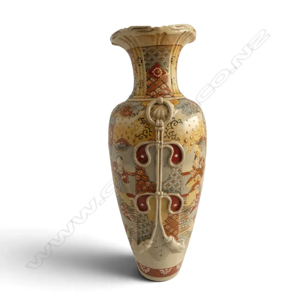 TALL JAPANESE SATSUMA VASE, H.450mm, signed to base Image 1++