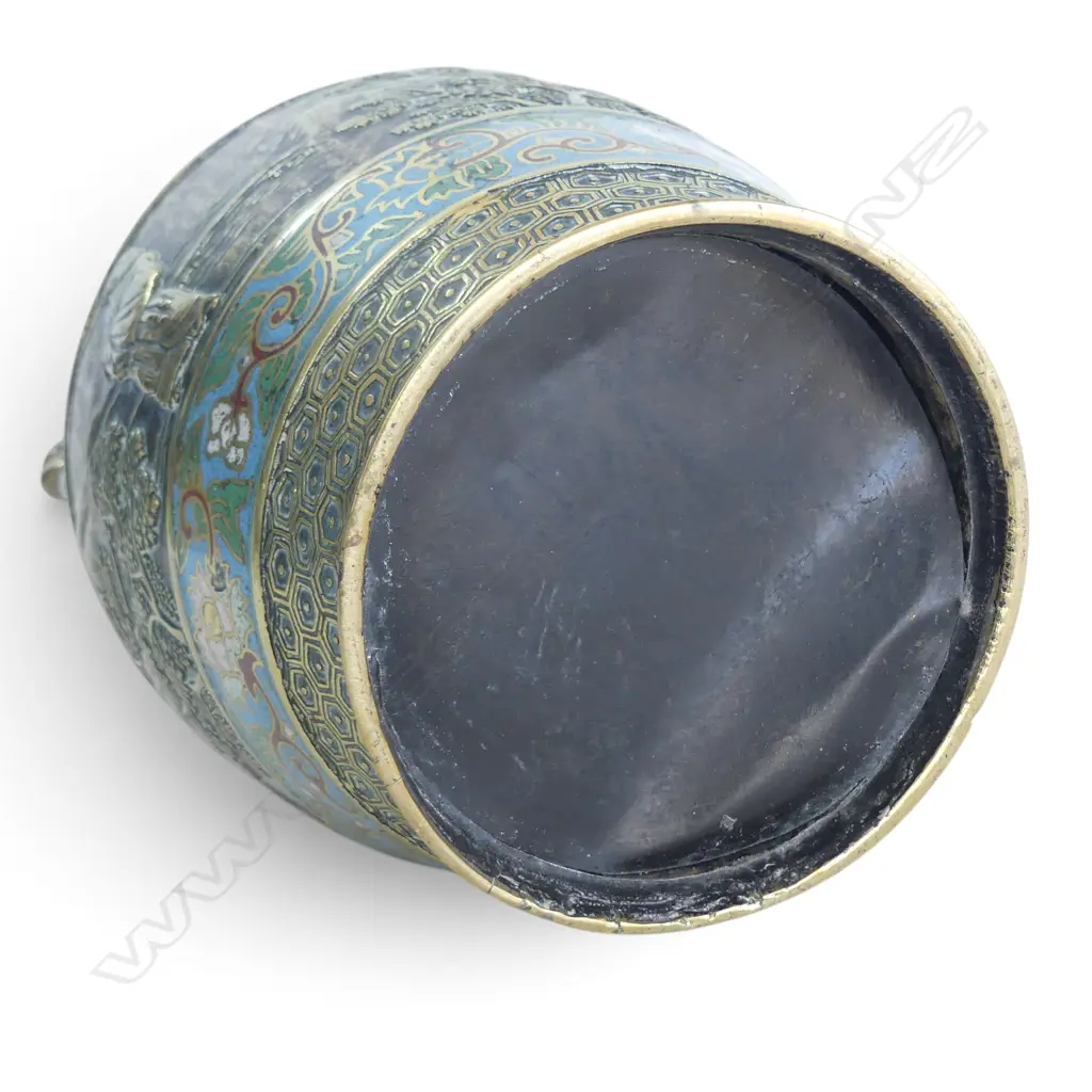 CHINESE BRASS & ENAMEL VASE H.300mm Image 1++