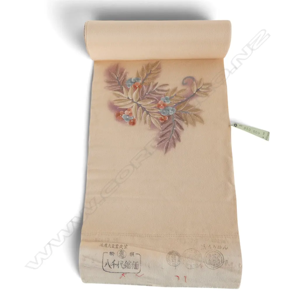 Unused 1980's NISHIJIN TEXTILE (Kyoto) JAPANESE SILK ROLL L.12M W.370mm. New old stock... Image 1++