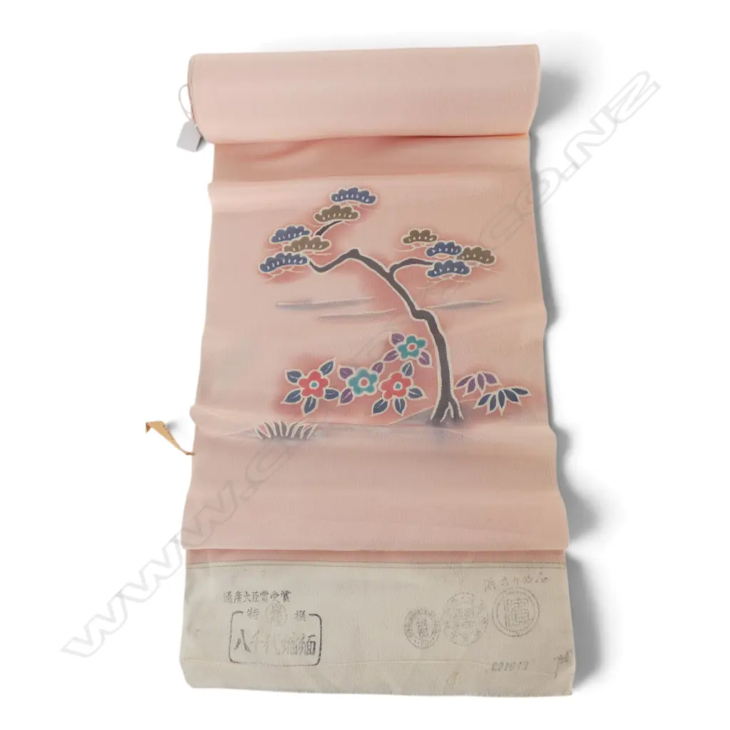 Unused 1980's NISHIJIN TEXTILE (Kyoto) JAPANESE SILK ROLL L.12M W.370mm. New old stock... Image 1++