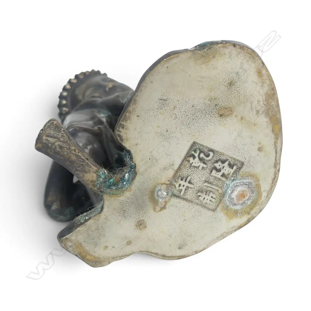 CHINESE BRONZE FINISHED SCULPTURE OF CONTEMPLATIVE BUDDHA , CAST TO THE BASE, SOME OXIDATION, 170 X 110MM Image 1++