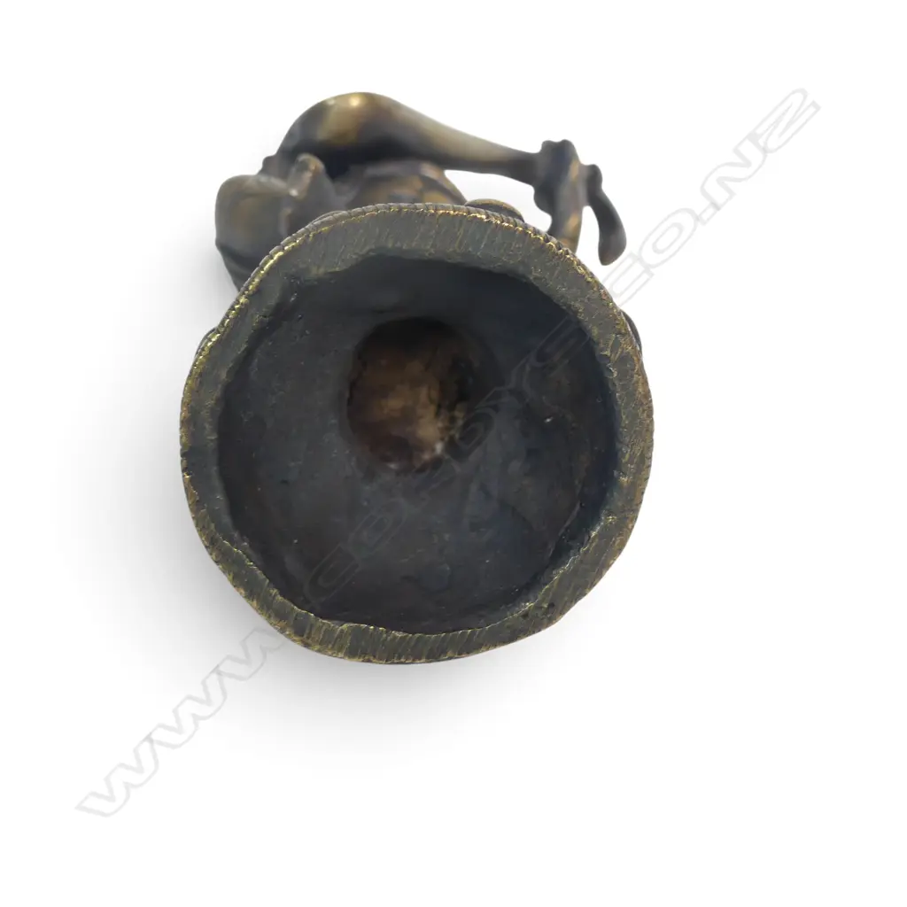 HEAVY INDIAN BRONZE FIGURINE OF GANESHA DANCING WHILE PLAYING THE VEENA, 140 X 50MM Image 1++