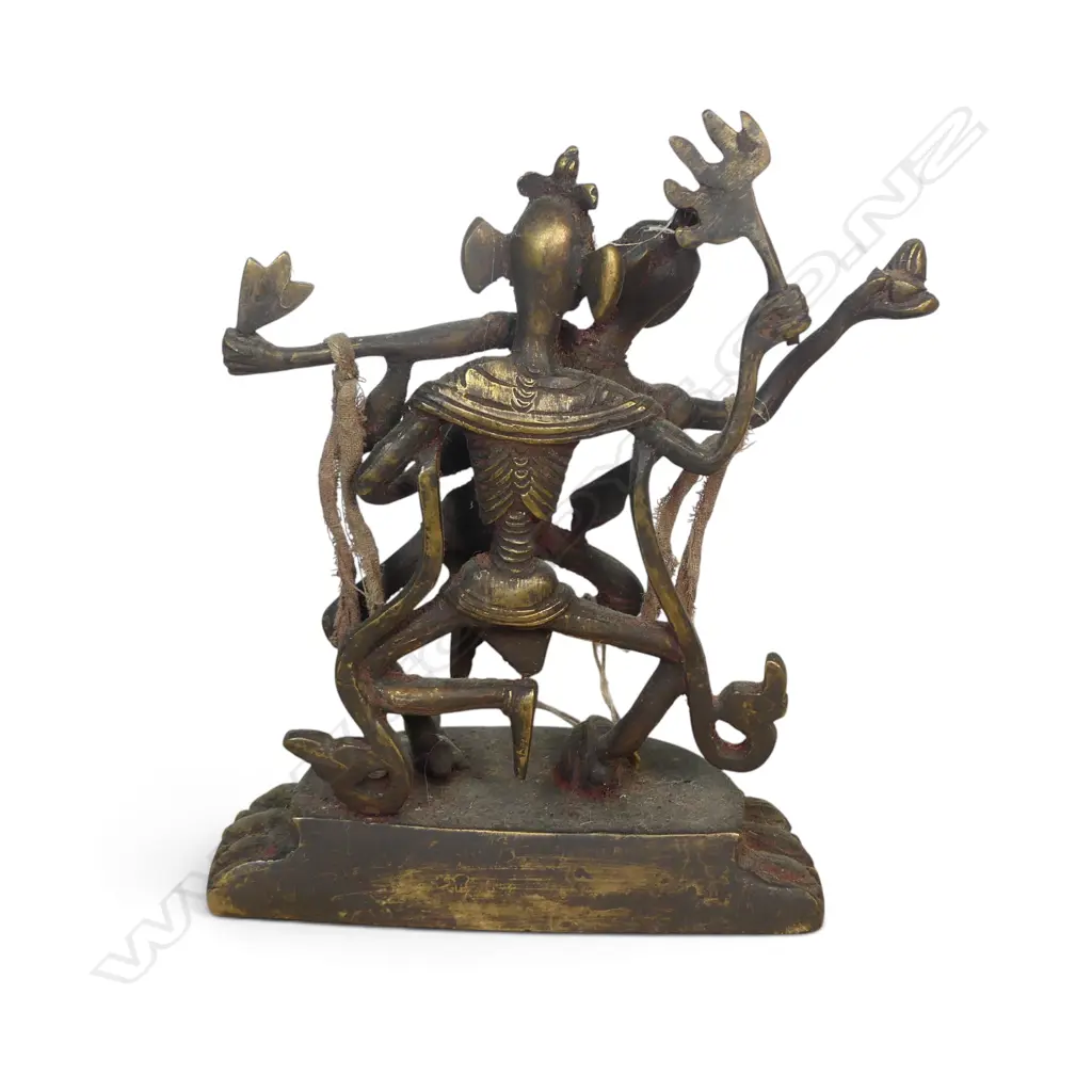 TIBETAN HAND CRAFTED BRONZED CITIPATI STATUE OF DANCING SKELETONS PROTECTOR DEITIES, REDDISH AGED PATINA, H.190 X 140 Image 1++