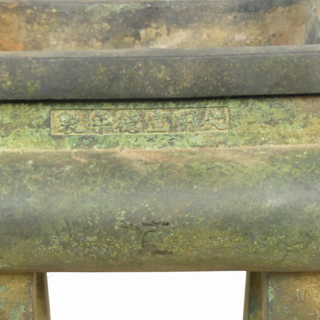 CHINESE ARCHAIC STYLE BRONZE INCENS BURNER, CAST HALLMARK, DARK GREEN PATINA, 160 X 140MM Image 1++
