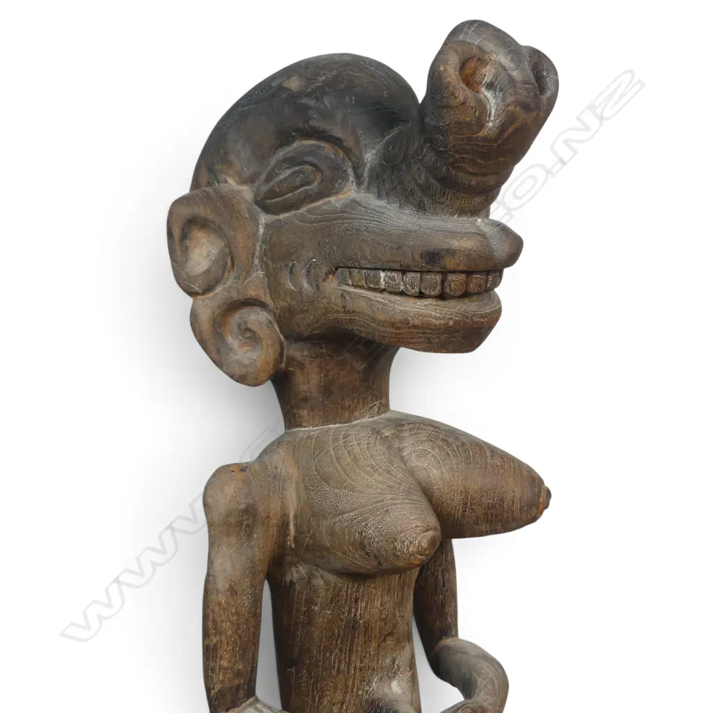 EXPRESSIVE INDONESIAN HAND CARVED WOODEN TRIBAL FIGURE OF FERTILITY, 550 X 170MM Image 1++