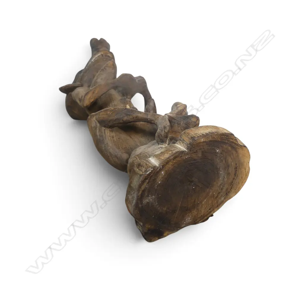 EXPRESSIVE INDONESIAN HAND CARVED WOODEN TRIBAL FIGURE OF FERTILITY, 550 X 170MM Image 1++