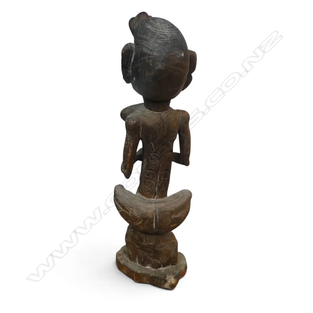 EXPRESSIVE INDONESIAN HAND CARVED WOODEN TRIBAL FIGURE OF FERTILITY, 550 X 170MM Image 1++