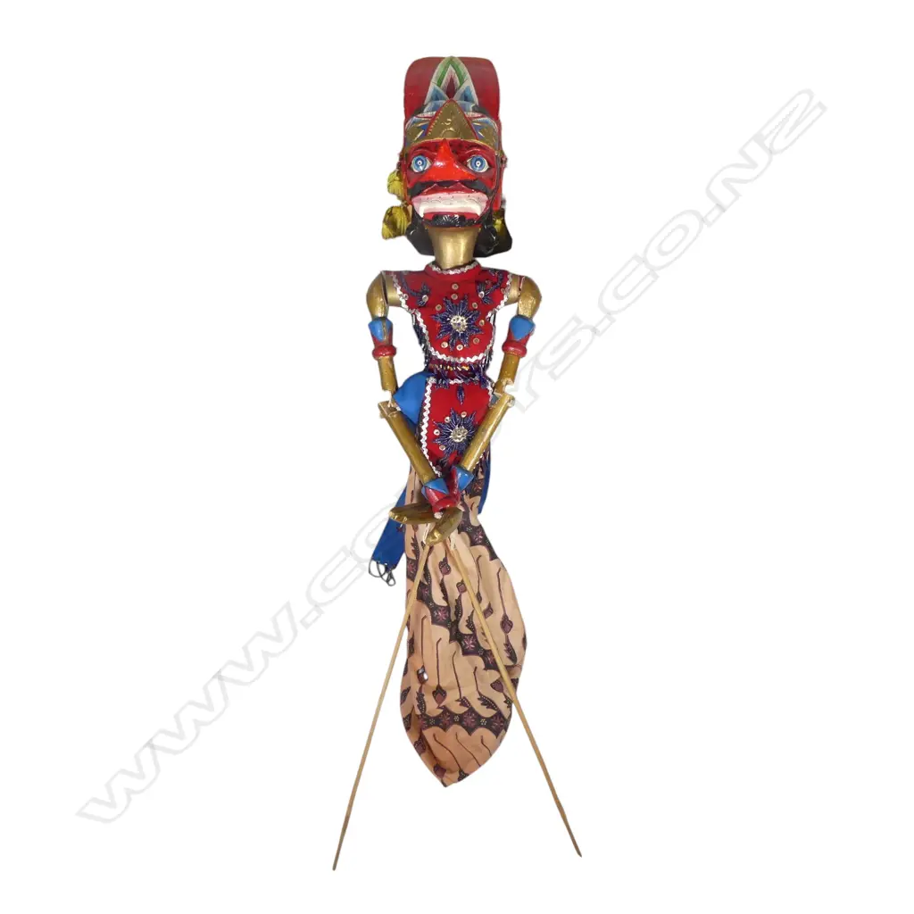 TRADITIONAL JAVANESE WAYANG GOLEK WOODEN ROD PUPPET OF THE KING OF RAHWANA IN THE RAMAYANA STORY.H.800MM Image 1++