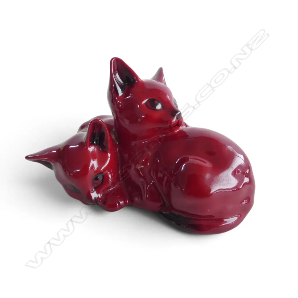 ROYAL DOULTON FLAMBE CATS FIGURINE, 50x100mm Image 1++