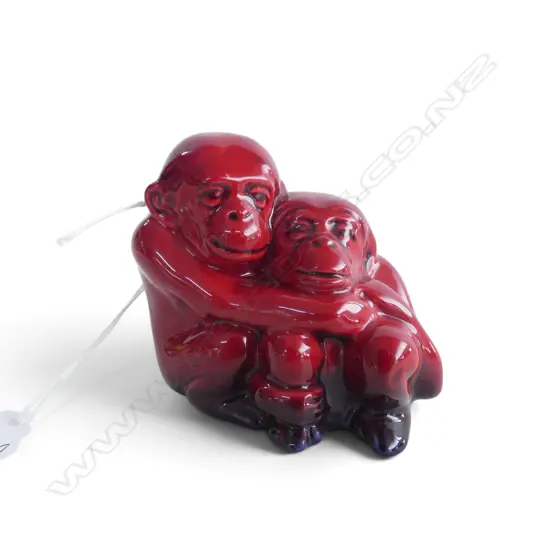 ROYAL DOULTON FLAMBE MONKEYS FIGURINE, H.70x80mm