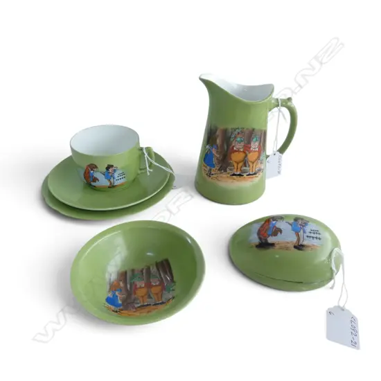 6 PCS VINTAGE CONTINENTAL PORCELAIN ALICE in WONDERLAND, JUG H.140mm
