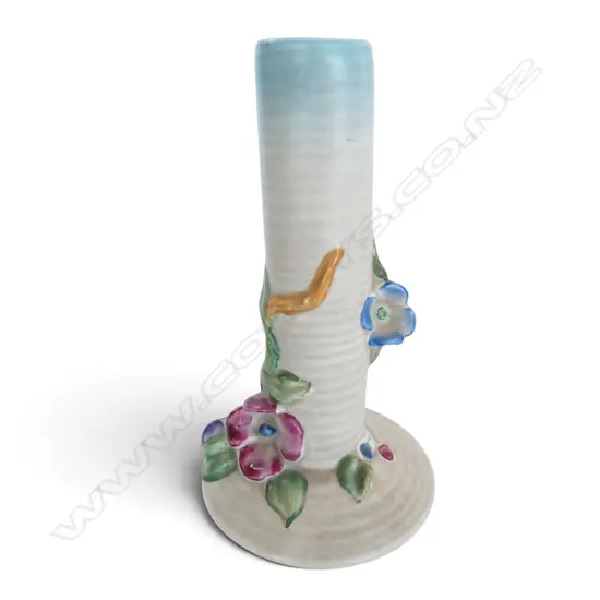 CLARICE CLIFF ‘MY GARDEN’ SPILL VASE 1930’S NEWPORT POTTERY, H.180MM