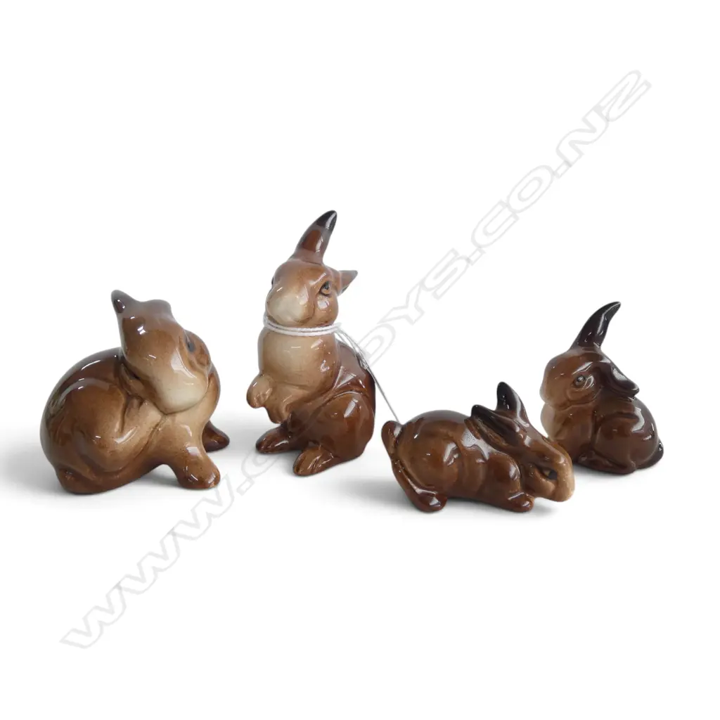 4 BESWICK MINIATURE RABBITS, H.50-80mm Image 1++