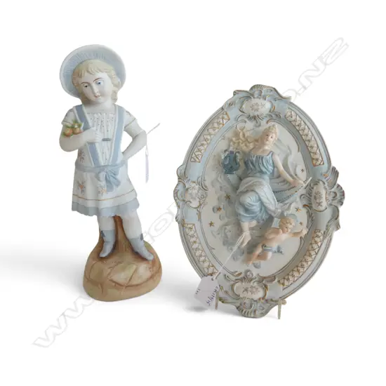 VINTAGE PARIAN CHINA FIGURE H300 & PARIAN CHINA WALL PLAQUE H280MM