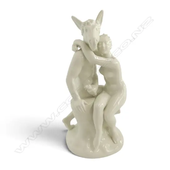 EARLY ROYAL COPENHAGEN WHITE PORCELAIN 'TITANIA AND BOTTOM' FIGURINE H.300mm