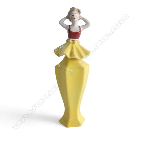 ART DECO BARVARIA CHINA BALLERINA PERFUME BOTTLE, H.165mm