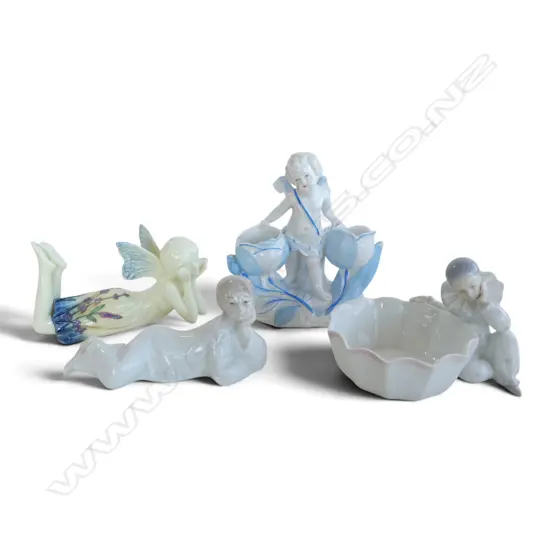 4 PORCLAIN FIGURAL ORNEMENTS FAIRY LENGHT 149MM