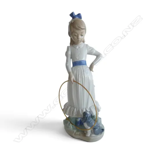 REX PORCLAIN FIGURE GIRL WITH HOOP & PUPPY H250MM